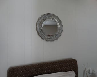 Mirror Round Scalloped Edge Shabby Decor, Cottage
