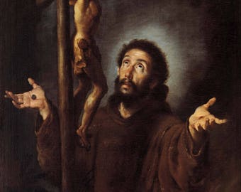 Bernardo Strozzi: St Francis of Assisi Adoring the Crucifix. Fine Art Print/Poster (004502)