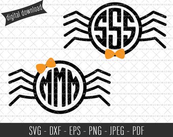 Spider Monogram Frame, Cute Spider SVG, Halloween SVG, Halloween Cut File, Halloween Clip Art, Commercial SVG, Commercial Clip Art, Cut File
