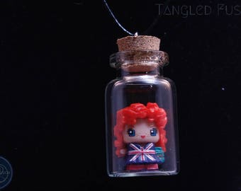 Quirky Glass Vial Necklace with MixieQ Figurine on Leather