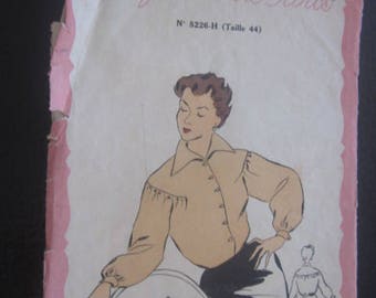 Vintage French lingerie blouse,dress pattern,sewing pattern, Patron Model de Marie-claire élégance de Paris mannequin size 44-fashion France