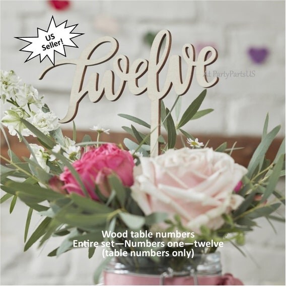 Script Wooden Table Numbers Cursive Wedding Il 570xn