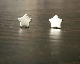 Small Star Stud Earrings - Chubby Star Post Earrings - Celestial Studs - Sterling Silver Studs - Sterling Silver