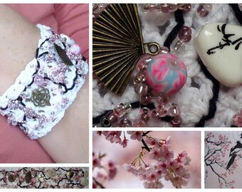 SAKURA cherry blossom Cuff Bracelet