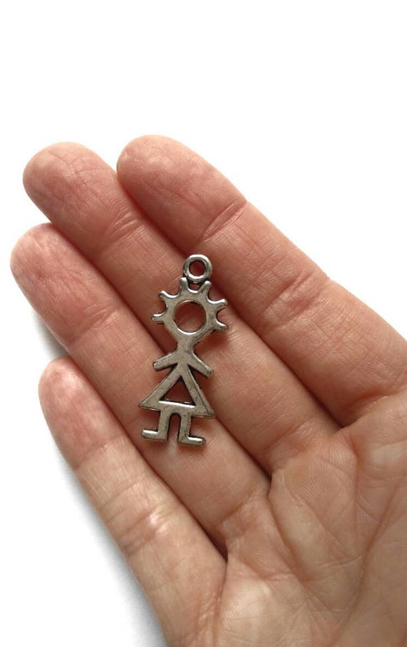 Girl stick figure charm cute child charm girl charm stick