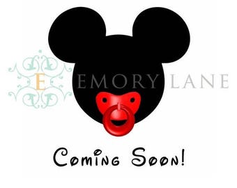 ON SALE Mouse with Coming Soon! With Red Pacifier Printable **Instant Download** Iron On Transfer, DIY, Disney Trip, Matching Digital Shirt