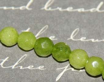 6 peridot 4mm faceted beads
