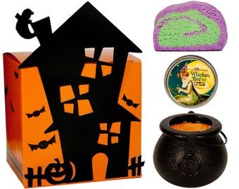 Halloween Gift, Halloween Spa Set, Halloween Bath, Halloween Bubble Bar, Halloween Candle, Halloween Bath Bomb, Cauldron Bomb