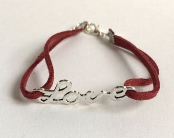 Love bracelet in red suede