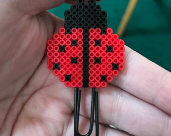 Lady Bug Planner Clip | Paper Clips | Bookmark | Mini Perler Beads | Party Favor | Planner Accessories | Bug | Garden | Office Supplies