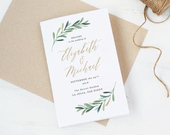Greenery Wedding Programs Template • Printable Wedding Folded Program • Garden Rustic Theme • Editable in Word/Pages • MAC/PC