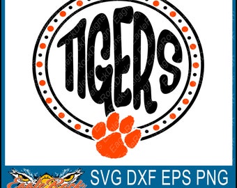 Tigers| Monogram| SVG| DXF| EPS| Png| Cut File| Paw| Mom| Cheer| Team| Spirit| Vector File| Silhouette| Cricut| Instant Download