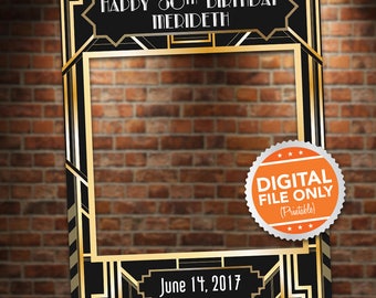 Black and Gold Art Deco Photo Booth. Party Prop Frame. Digital File only