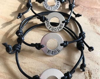 Custom word bracelet washer bracelet mens bracelet personalized leather bracelet custom best friends bracelets word bracelet personalized