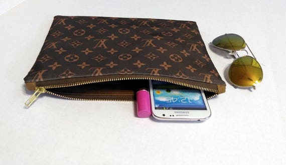 Large Zipper Bag / Makeup Bag With LV Inspired Fabrics