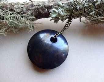 Round Shungite pendant 33 mm