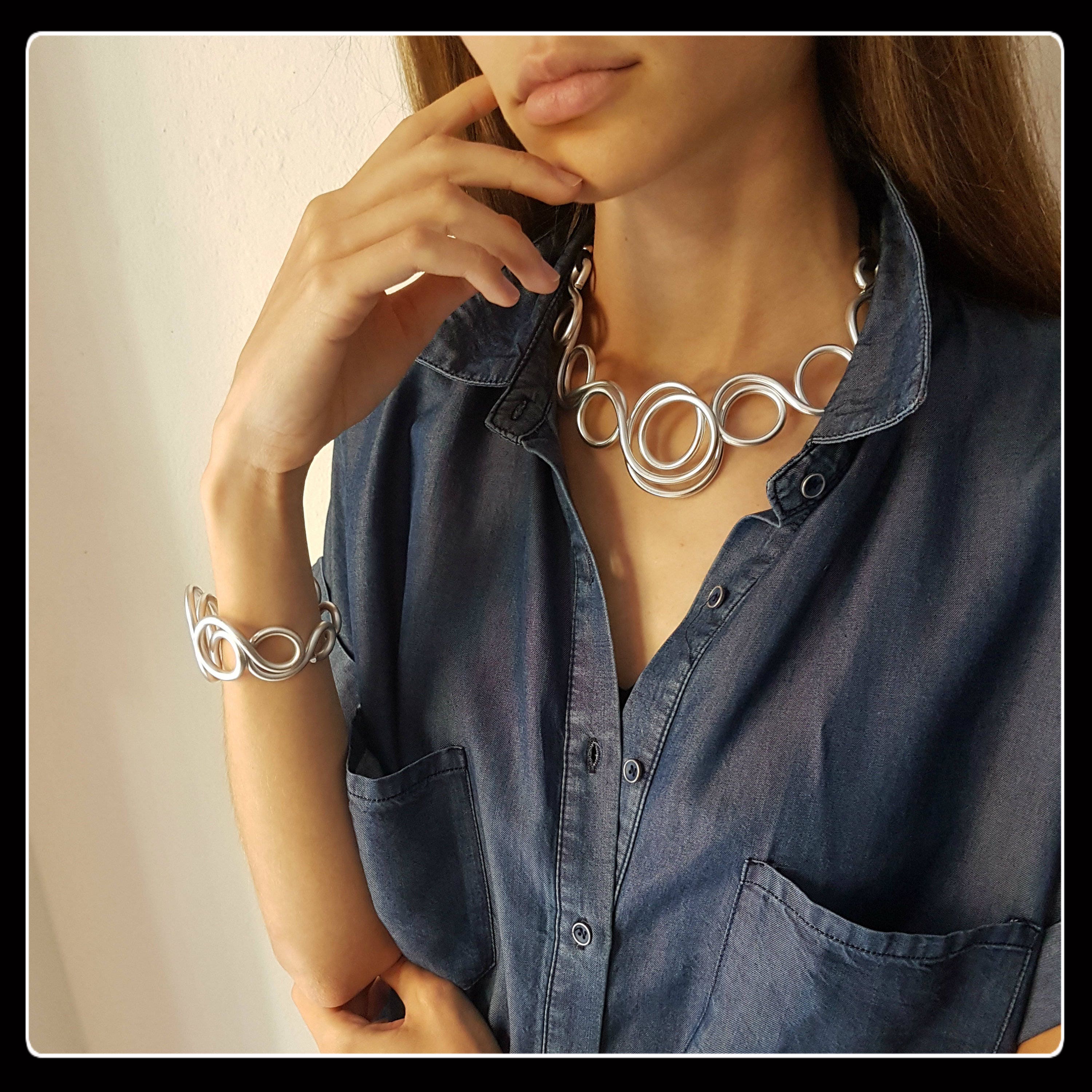 SILVER plated jewellery NECKLACEjewelryaluminumALUMINUM contemporary