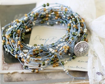 Boho Wrap Bracelet - Multi Strand Necklace - Bohemian Jewelry - Beaded Necklace - Bracelet for Wife - Everyday Bracelet - Knotted Necklace