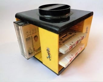 Vintage Cassette Tape Holder 70s, Cassette Storage Display Rack, Rotating Cassette Storage, Revolving Cassette Storage