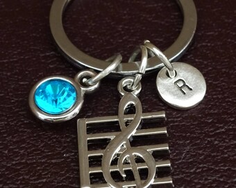 Treble Clef Keychain, Treble Clef Key Chain, Treble Clef Charm, Treble Clef Pendant, Music Note Keychain, Music Teacher Keychain, Musician