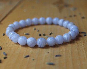 Blue Lace Agate Bracelet Genuine Gemstone Bracelet Anti Anxiety Meditation Bracelet Yoga Bracelet Calming Bracelet Healing Crystal