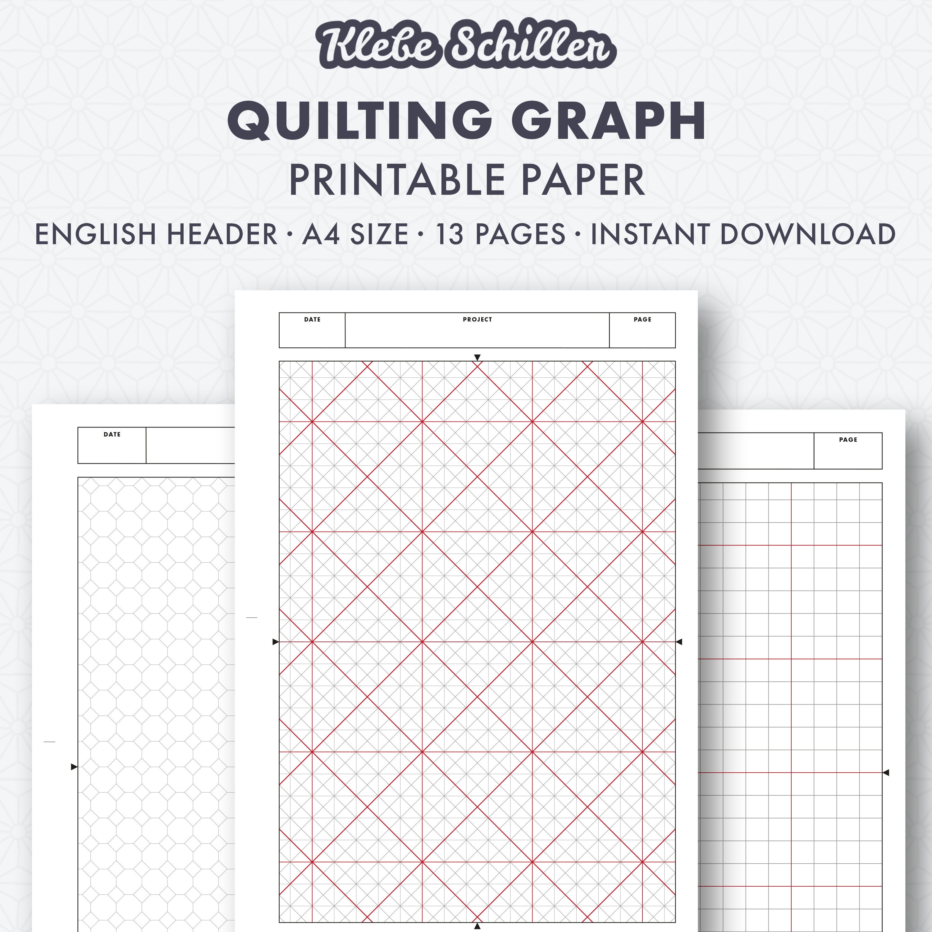 Quilting Graph Paper Set English Instant Download Printable