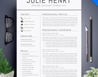 Modern Resume Template / CV Template + Cover Letter | Professional and Creative Resume | Teacher Resume | Word Resume | Instant Download