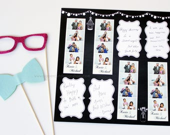 Photo Booth Album Printed Scrapbook Pages for 2x6 Photo Strips RUSTIC CHALKBOARD Design Double-sided Print 12"X12" size - 20 SHEETS