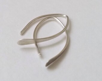 Sterling Silver Small Open Hoop Earrings, Small Threader Earrings, Minimalist Earrings, Simple Everyday Earrings, Fun Earrings.