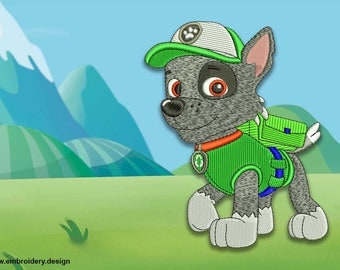 Cute dog Rocky from Paw patrol embroidery design - downloadable - 3 sizes