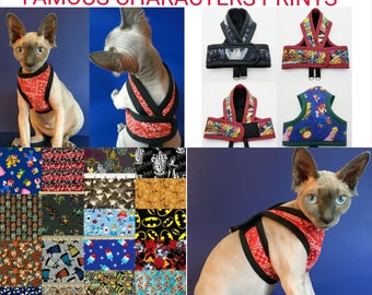 1 FAMOUS CHARACTER Premium Cat HARNESS Your Choice / Walking Butterfly Vest /Ultra Light/ Comfortable Sphynx Cat Clothes and all breeds