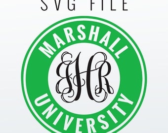 Marshall University Monogram Frame Cutting Files in Svg, Eps, Dxf, Png for Cricut & Silhouette | The Herd Vector | Thundering Herd Graphics