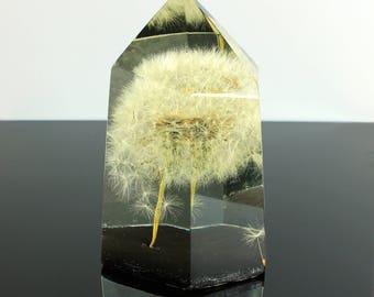Dandelion resin paperweight Faux crystal decor, Dandelion desk home office decor, New homeowner Housewarming gift deco, Dandelion in resin