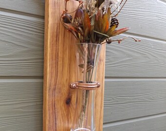 Wood Wall Sconce Rustic Vase Flower Wood Wall Sconce Rustic Vase Flower