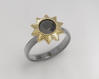 solar eclipse ring, vintage engagement, antique engagement ring, vintage ruby, gothic ring, geek engagement ring, art deco victorian
