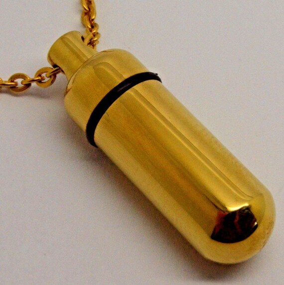 Cremation Urn Pendant Keepsake Charm Necklace 24k Gold