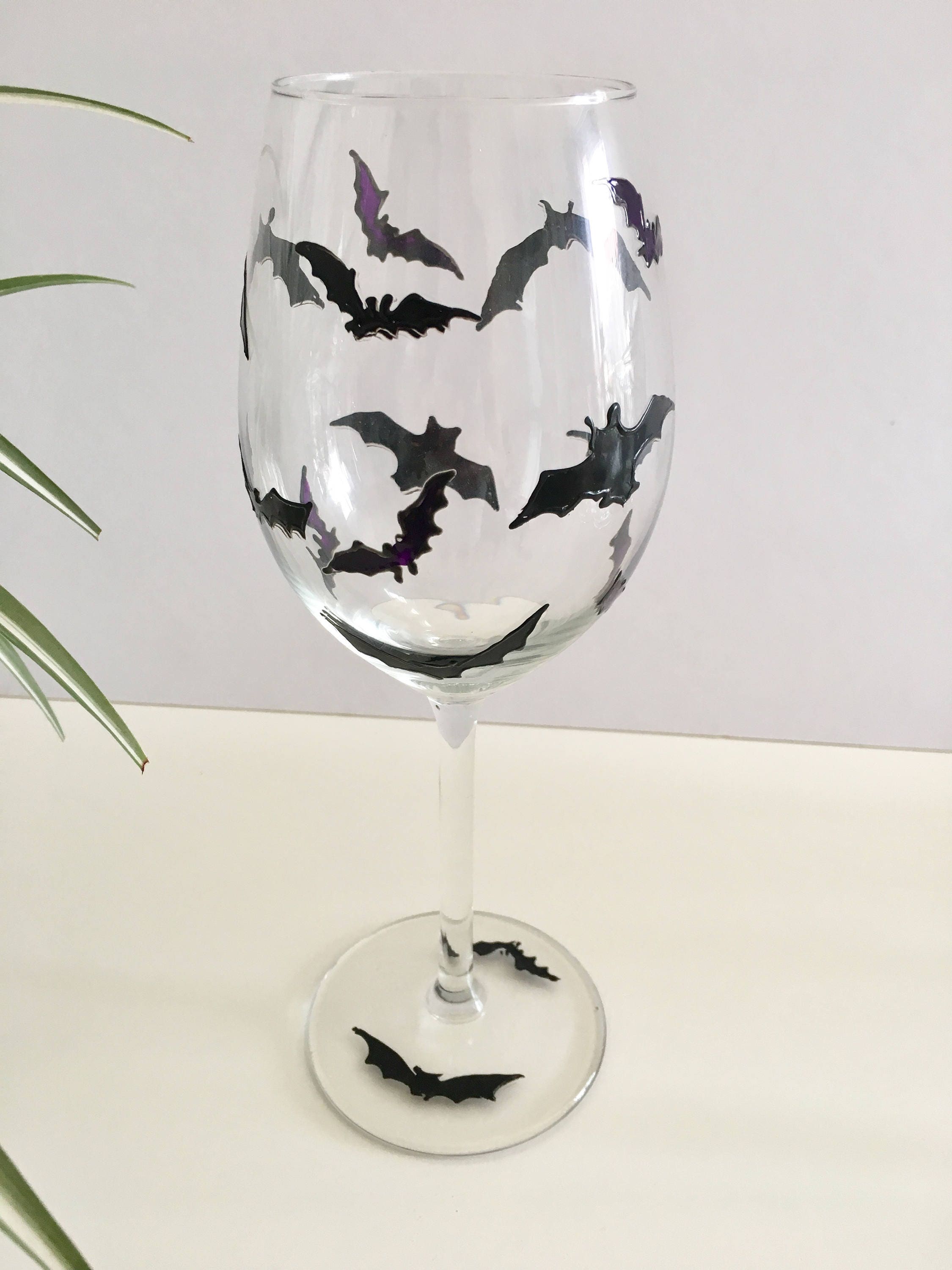 Goth gift gothic UK seller wine glass hand painted gothic