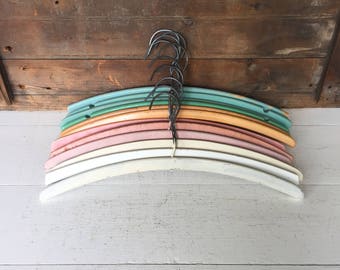 12 Vintage Clothes Hangers, Painted Wood Hangers, Display, Closet, Farmhouse Style, Cottage Style, Rustic Decor, Home Decor