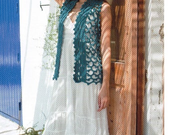 DMC Crochet pattern , Textured Gilet , womens waistcoat, crochet waistcoat , ladies gilet, crochet knitwear