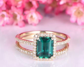 Emerald engagement ring | Etsy