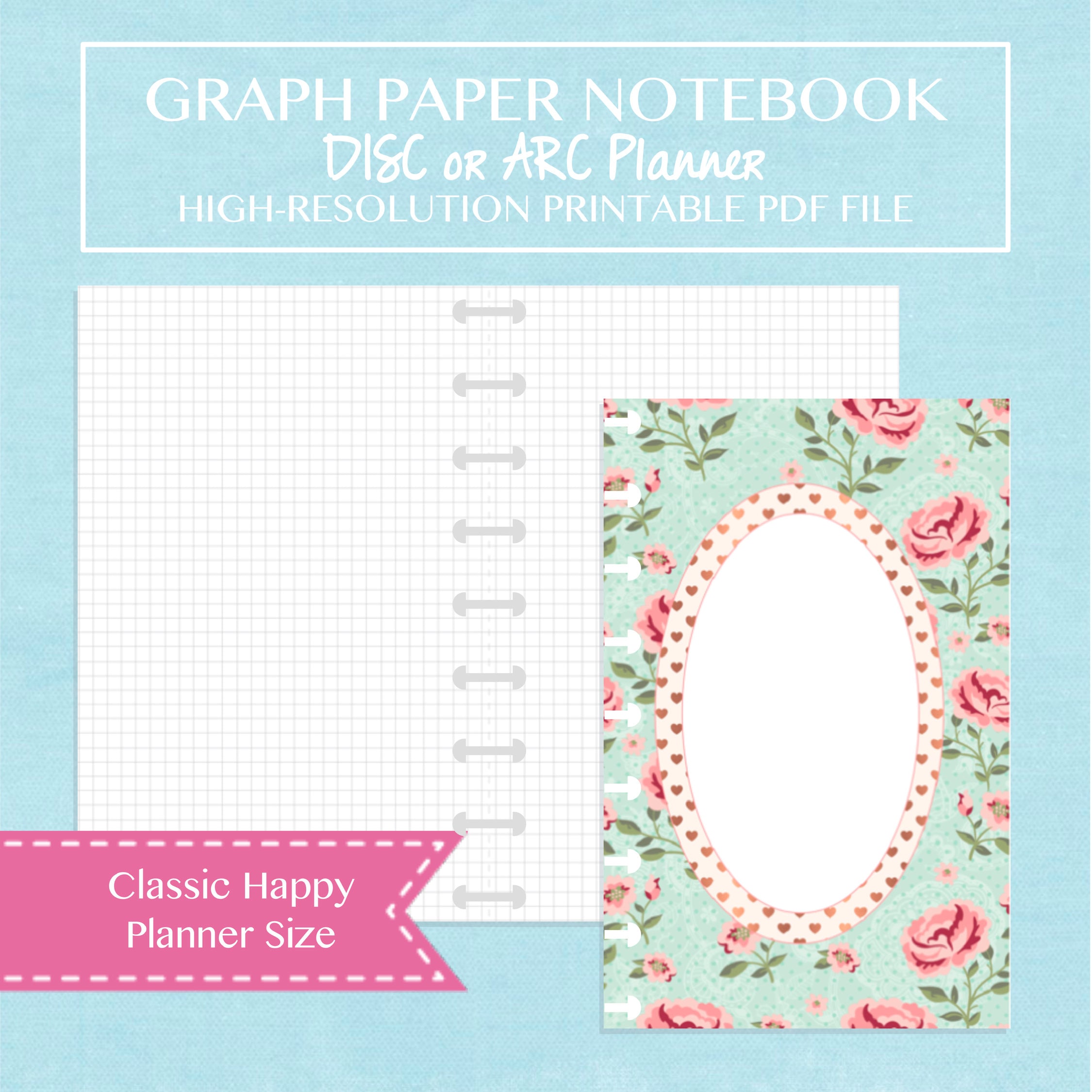 Classic Happy Planner Size Graph Paper Notebook Printable