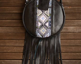 LUPE 4 - Upcycled Tire Purse - Vegan Purse - Recycled Innertube Purse - Crossbody Bag - Eco Friendly Purse - Fringe Purse - Festival Fashion