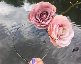 Rose Headband, Pink Rose Fascinator, Purple Rose Hair Accessory, Pink And Purple, Wedding Fascinator, Flower Headband, Pink Rose Headband