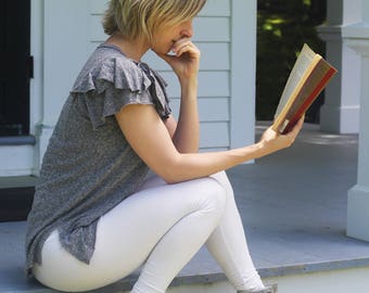 white cotton yoga pants