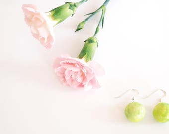 Green Statement Earrings, Clay Earrings, Ceramic Jewellery, Minimal Jewelry, Chunky Drop Earrings, Colourful Boho Earrings, Silver Earrings