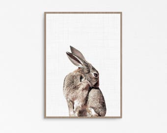Bunny kids decor, Rabbit wall print, woodland animals, Rabbit print, Bunny wall art print, woodland poster, nursery wall art, bunny print,