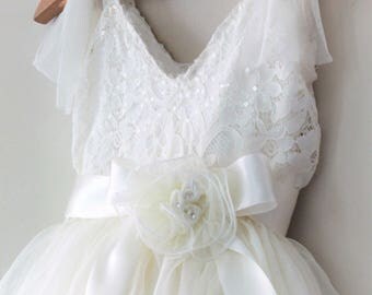 Flower Girl Dress- Flower Girl Dress- Birthday Girls lace dress