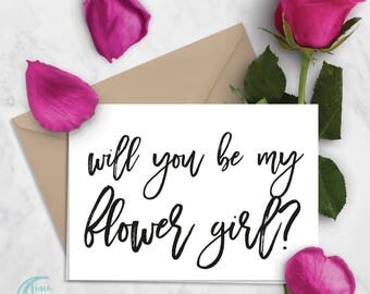 Printable Will You Be My Flower Girl Cards Black and White