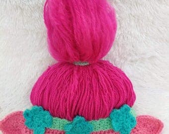 PATTERN ONLY -Crochet Poppy Inspired Troll hat, 0-3, 3-6, 6-12, 12-24 month, toddler, child size