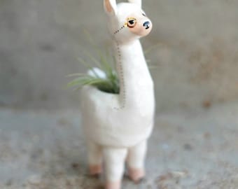 Llama Monomal (llama planter, animal planter, monocle planter, alpaca planter, cute pot, air plant)